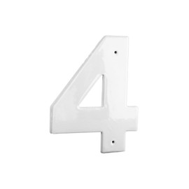 Montague Metal Products 10" Aluminum House Number 4 Outdoor Plaque, Medium, White