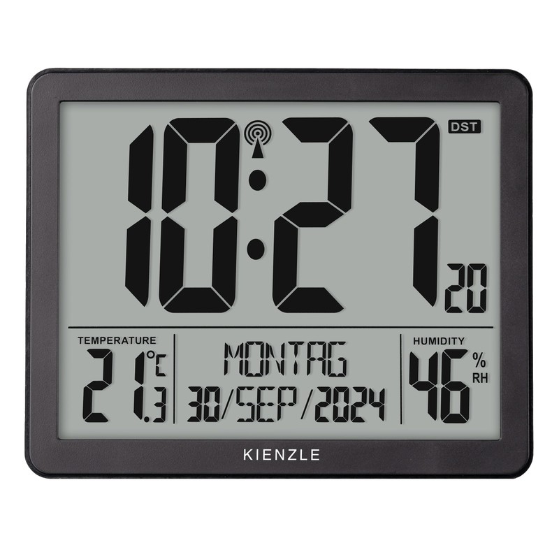 Kienzle Digital XXL Radio-Controlled Alarm Clock with Large Display, Temperature
