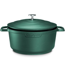 INSETFY Large Dutch Oven Pot with Lid-7.5QT Cast Aluminum Oven Pot with Two Handles Lightweight for Bread Baking Braising and Roasting(Green)