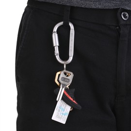 Lixada 9 Pack Aluminum Alloy D-ring Locking Carabiner Clip Set Screw Lock Hanging Hook Buckle Keychain with Steel Wire Ring for Outdoor Camping Hiking
