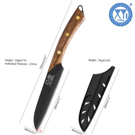 XYJ 5 Zoll Santoku Messer mit Hülsen, Professionelles Kochmesser, Full Tang Griff, Küchenmesser für den Hausgebrauch