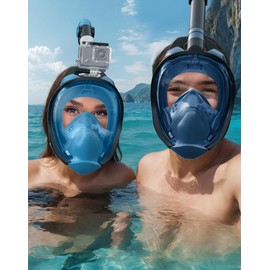 Zenoplige Full Face Snorkel Mask Adults,Dry-Top Snorkeling Gear with Camera Mount,Foldable 180-Degree Panoramic Scuba Mask for Snorkeling Diving Swimming Travel,Snorkel Mask Anti-Fog & Anti-Leak
