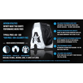 Anthem Athletics Infinity G2 Muay Thai Shorts - Kickboxing, Thai Boxing - Black G2 - Medium