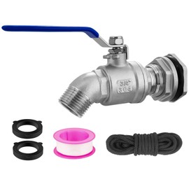Rain Barrel Spigot Kit High Flow Spigot for Water Barrel 304 Lead-Free Compliant Stainless Steel Faucet for Rain Barrels 3/4"NPT to 3/4"GHT Rain Barrel Quarter Turn Spigot with Bulkhead Fitting