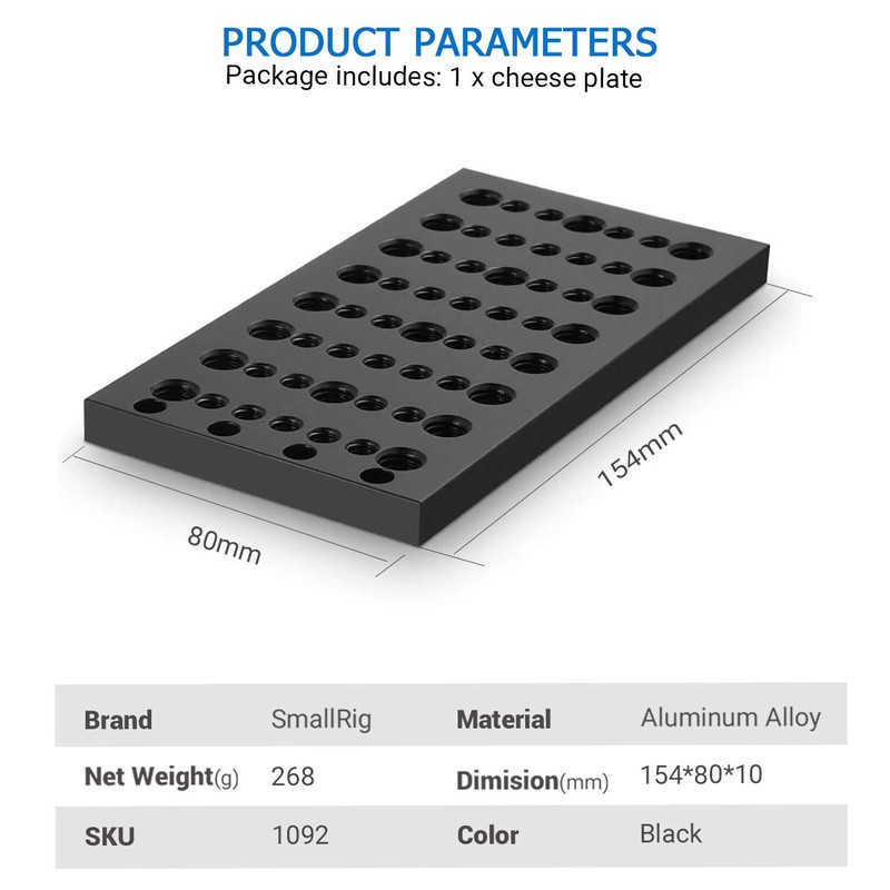 SMALLRIG Multifunctional Cheese Plate, Camera Mounting Plate with 1/4" and