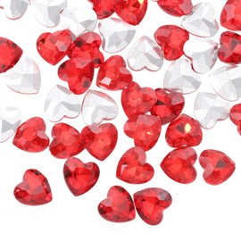 sourcing map 30Pcs Heart Rhinestones, 10mm Pointed Back Heart Glass Rhinestone Gems Crystal for Jewelry Making Costume DIY Crafts, Ruby Red