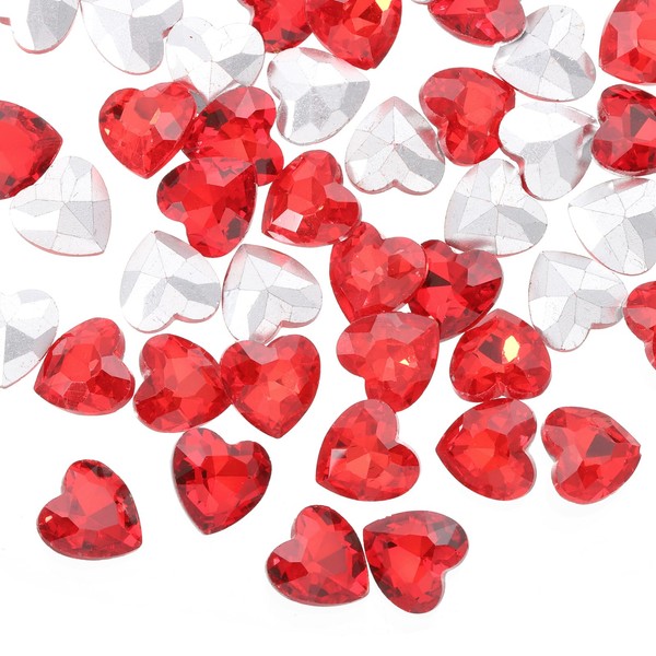 sourcing map 30Pcs Heart Rhinestones, 10mm Pointed Back Heart Glass