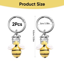 Hat Clips for Travel on Bag – 2pcs Cute Bee Shape Hat Holder Clip for Backpack, Luggage, Handbag – Resin & Zinc Alloy Hat Bag Clip Travel Accessories (Yellow)