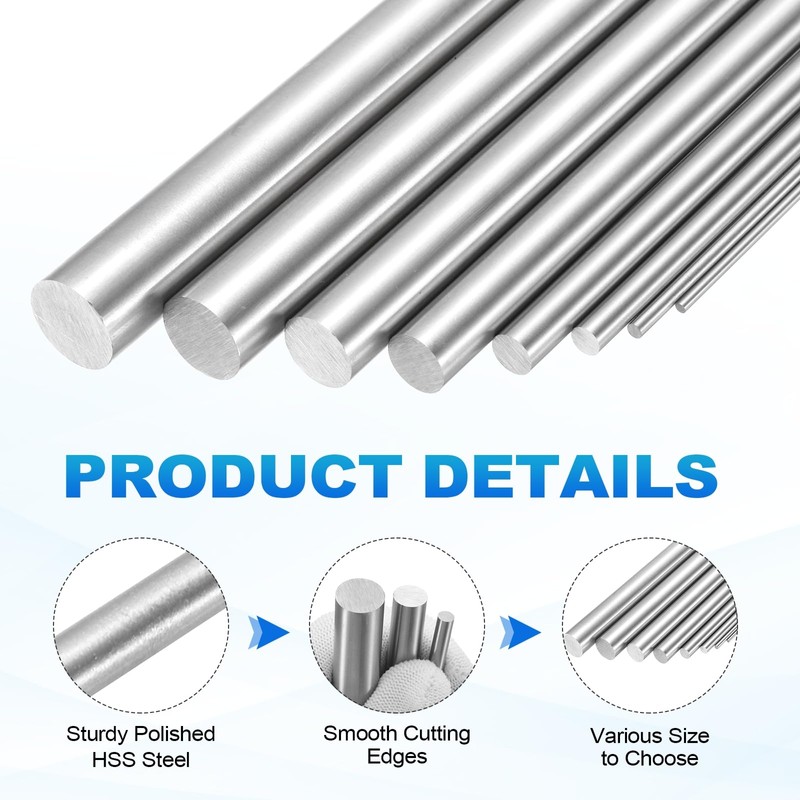 MECCANIXITY 6 Pcs Round Steel Rod 2.6mm Diameter HSS Lathe
