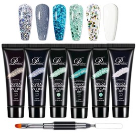 7 PIEZAS - kit poly nail gel para uñas Poly Nail gel para Uñas Gel de Extensión 6pcs Poly nail gel Nail Kit 15ml Extensión rápida de larga duración Nail art kit Regalo para Mujeres (Paquete 2)