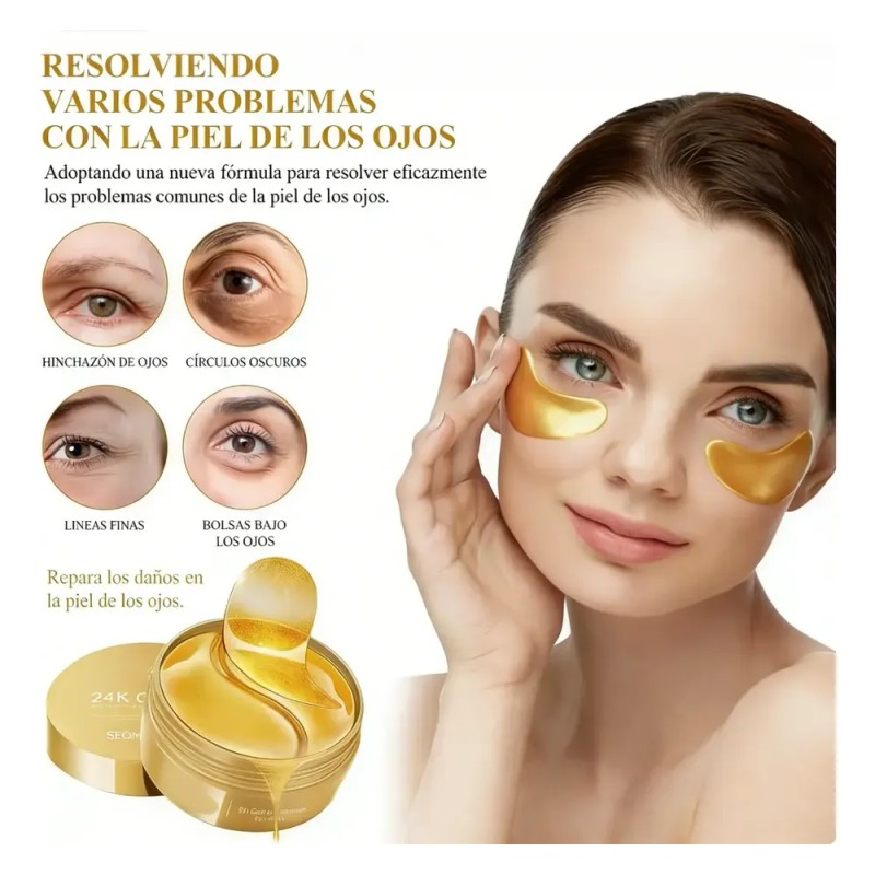 Parches De Ojos Oro 24k Colágeno Ojeras Bolsas Antiarrugas