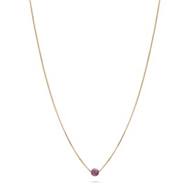 JUKSEREI Birthstone Necklace – Birthstone Chain Gold – All Months January – December with Gemstone – Necklace Made of 925 Sterling Silver 24 K Gold-Plated – Chain: 45.5 cm / Gemstone: Diameter 4 mm,