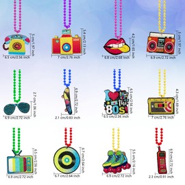 Cotiny 36 Pcs 80s Party Beads Necklaces Retro Neon Necklace Colorful Disco Party Necklace for Adults 80s Rock Disco Music Theme Party Supplies (36)