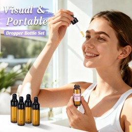 MELLIEX 15 Pezzi Bottiglie Contagocce Vetro,10/5/3ml Flacone Contagocce con Pipette Vetro per Laboratorio Olio Essenziale Profumi
