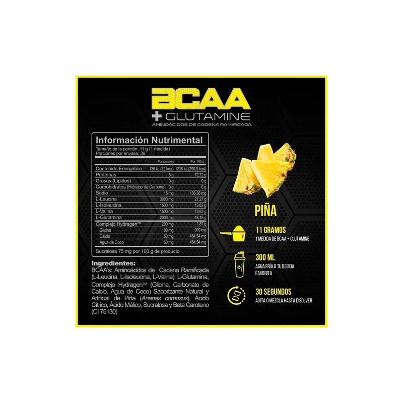 Forzagen Aminoácidos Bcaa+glutamine 330g | Complejo Hydragen