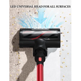 VYKLO V8 Cordless Vacuum Cleaner, Powerful Suction Stick Vacuum, 55Mins Runtime, Wireless Lightweight Handheld Vacuum Cleaner for Home, Hardwood Floor, Carpet, Car, Pet Hair Cleaning (Red)