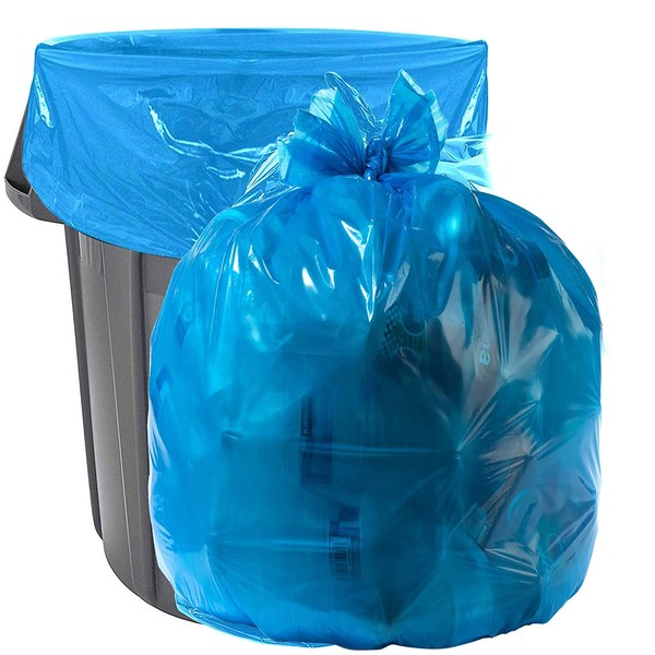 Aluf Plastics 12-16 Gallon 1.2 MIL (eq) Blue Industrial Strength Trash Bags - 24" x 31" - Pack of 250 - for Industrial, Home, & Recycling