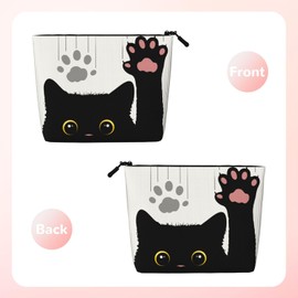 MOLAIGIN Cute Black Cat Paw Cosmetic Bag For Women, Travel Makeup Bag, Toiletry Zipper Bag, Large Capacity Aesthetic Cases