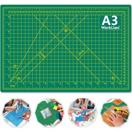 WORKLION 12" x 18" Art Self Healing PVC Cutting Mat, Double Sided, Gridded Rotar