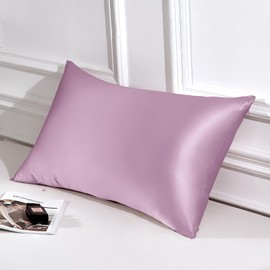 THXSILK Seidenkissenbezug 40x80 cm - 100% Maulbeerseide Kissenbezug - Hypoallergen mit Versteckter Reißverschluss - 22 Momme Doppelseitige Reine Seide 1 Stück Lavendel
