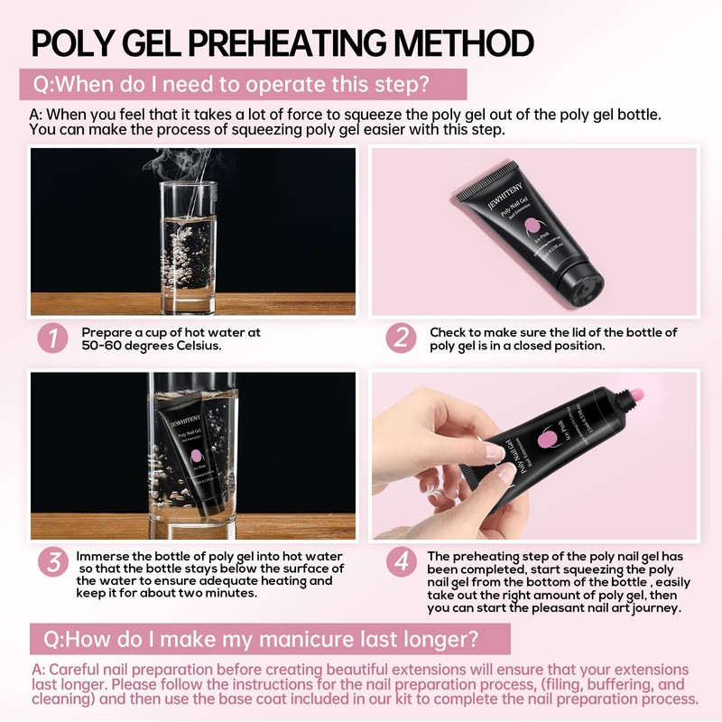 JEWHITENY Poly Extension Gel Nail Kit 14 PCS Poly Gel