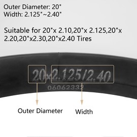 20 x 2.125/2.40 Bicycle Inner Tube AV32 mm Schrader Valve Compatible with 20 x 2.10 20 x 2.125 20 x 2.20 20 x 2.30 20 x 2.40 Bicycle Tyres, 20 Inch Bicycle Inner Tube with Tyre Levers, Pack of 2