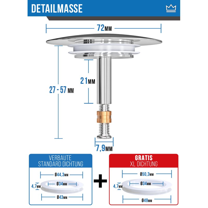 FEINER® – [2 Pieces] Bath Plug Universal Fit - Bath