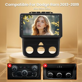 2GB+64GB Car Radio for Dodge Ram 1500 2500 3500 2013-2019,Wireless Wire CarPlay/Android Auto GPS DSP RDS,Upgrade BT 5.0 WiFi 5G and 9" HD IPS Display Rearview AM/FM Stereo with Camera Manual AC