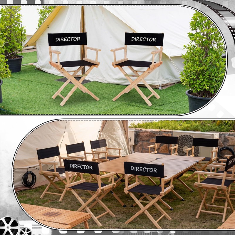 Irenare 2 Set Directors Chair Canvas Replacement Black Movie Chair