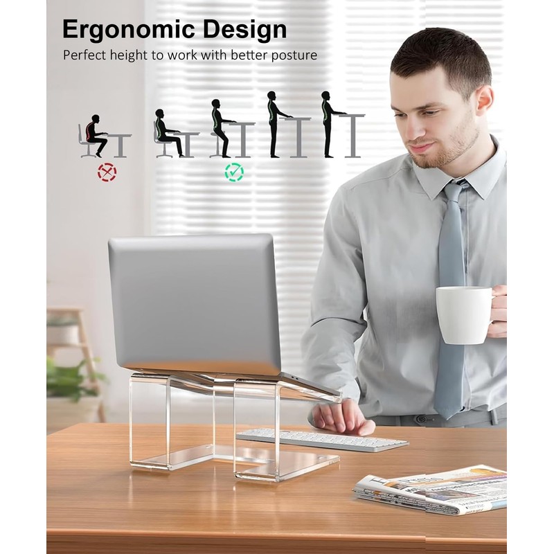FUCDTEFC Acrylic Laptop Stand for Desk, Laptop Riser for 10-15.6