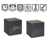 ThreeH Wooden Digital Alarm Clock,Cube Little Clock with LED Temperature