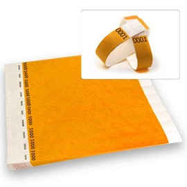 WristCo Neon Orange Duplicate # Tyvek Wristbands for Events - 500 ct (250 of Each #) - Waterproof Recyclable Comfortable Tear Resistant Paper Bracelets Wrist Bands for Festivals Admission Party