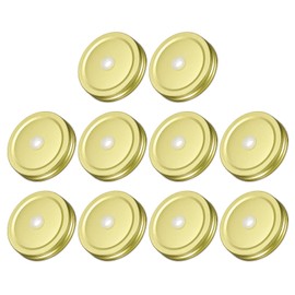 sourcing map Mason Jar Lids with Straw Hole, 70mm/2.76" Regular Mouth Tin Plate Reusable Caps for Canning Jars Cover Drinking Supplies, (Gold Tone 10Pcs)