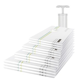 Vacuum Storage Seal Bags with Hand Pump, 12 Pack (3 Jumbo + 3 Large + 3 Medium + 3 Small). Vacuum Seal Space Saver Bags for Clothing, Pillows, Blanket, Bedding, Comforters. 80% Space Saver.