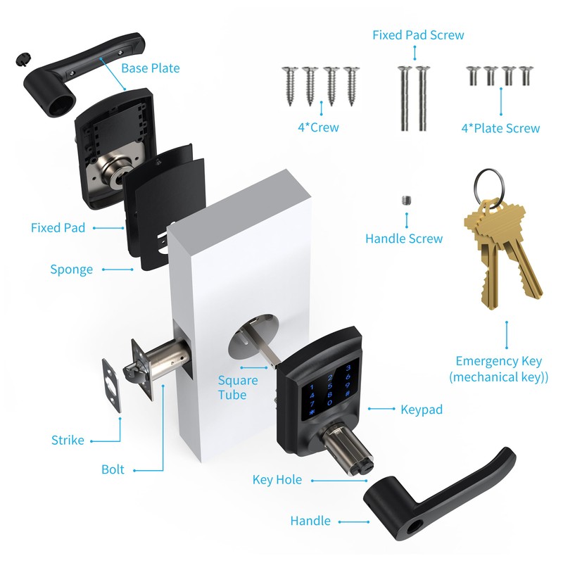 HIDALIFE Keyless Entry Door Lock with Keypad and Handle for