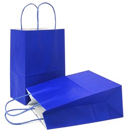 AZOWA Gift Bags Mini Small Kraft Paper Bags with Handles (4 x 2.4 x 6 in, Royal Blue, 12 Pcs)