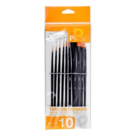 Pinceles Artísticos Rodart Taklon Sintético Pack 10 Acuarela Acrílico