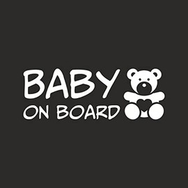 AMA SHOP Wall decal Prespaced Baby on board with Bear white color | Car Stickers | Sticker for Helmet, Motorcycle, Camper | PVC Sticker for Wall Decal