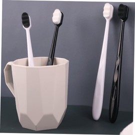 COLLBATH -nano Bristle Toothbrushes for Oral Care Soft Bristles Ergonomic Handle for Complete Teeth Cleaning and Healthy Gums Black Hair White Handle