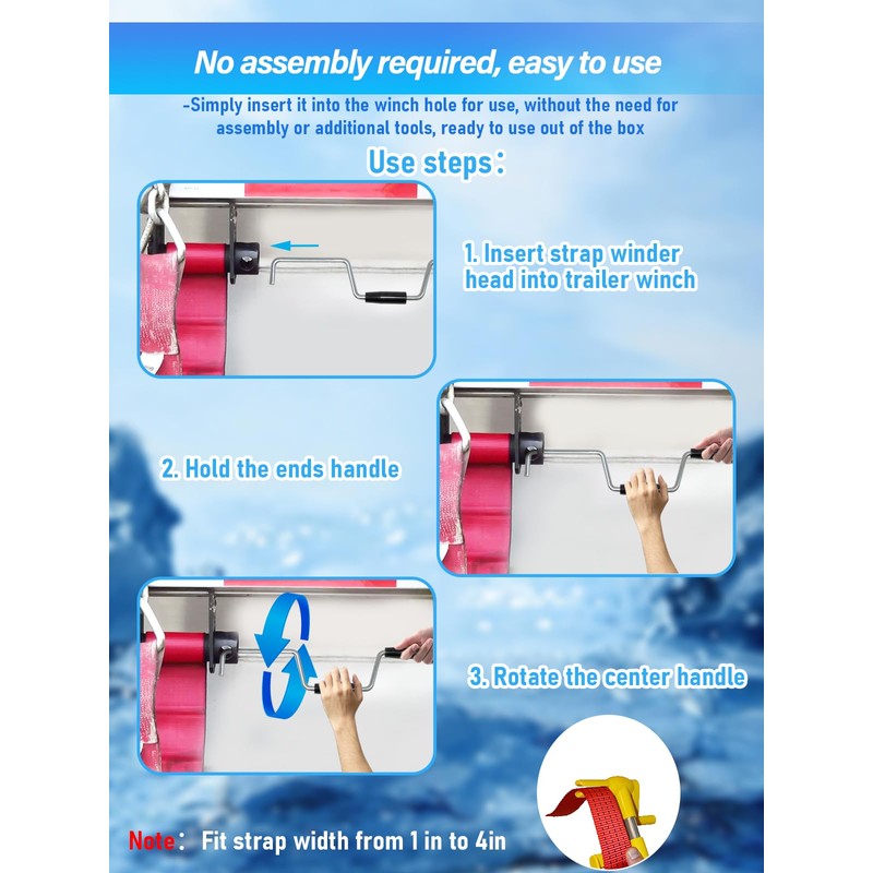Quality Life Heavy Duty Winch Strap Winder for Flatbed Trailer,