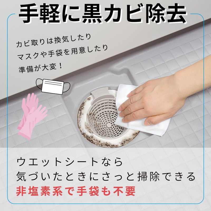 レック 激落ち 黒カビくん 浴室用 カビ取り ウェットシート(低刺激・非塩素系カビ取り剤配合) 10枚入 S00042