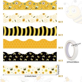 Abilat 84Ft Classroom Bulletin Board Borders 78 Sheets Classroom Decorations for Bee Yellow Black Honeycomb Border Strips for Home School Office Decorations Back to School Supplies