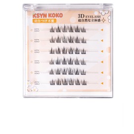 KSYN KO-KO False Eyelashes, Partial False Eyelashes, 3D False Eyelashes, No Glue, No Glue Required, 1 Second, For Beginners, Large Capacity, 6 Pairs, Natural, 3D Texture, Popular, Long Lasting, Long Lasting, Lightweight, Comfortable, Durable, Won't Fall 