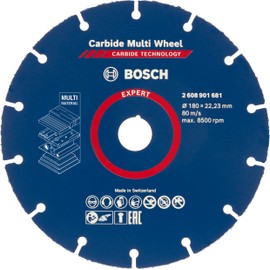 Bosch 1 x Expert Carbide Multi Wheel Cutting Discs for Large Angle Grinders (for Hardwood, Wood with Nails, Diameter 180 mm, Professional Accessories Large Angle Grinder)