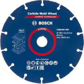 Bosch 1 x Expert Carbide Multi Wheel Cutting Discs for Large Angle Grinders (for Hardwood, Wood with Nails, Diameter 180 mm, Professional Accessories Large Angle Grinder)