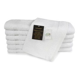 SALBAKOS Turkish Cotton Hotel & Spa Washcloths - Shower | Toallas De Baño, 13 by 13 Inch, Pack of 12, White
