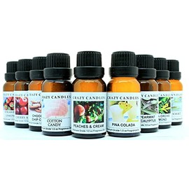 9 Bottle Set: Cherry Almond, Chocolate Chip Cookie, Cotton Candy, Peaches & Cream, Pina Colada, Spearmint Eucalyptus, Strawberry Lemonade, Summer Sorbet, Vanilla Orchid Almond 1/2oz Oil