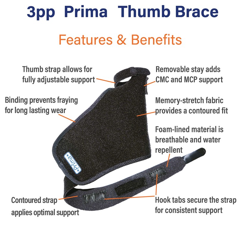 3-Point Products 3pp Prima Thumb Brace, Adjustable Brace for CMC