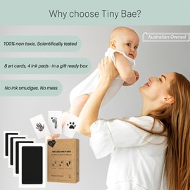 4-Pack Inkless Hand and Footprint Kit - Safe Ink Pad for Baby Hand and Footprints - Pet Paw Print Kit - Cat/Dog Paw Print Kit, Baby Essentials for Newborn, 12 Art Cards, Medium Size, Black