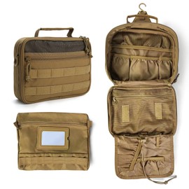 SMONT Toiletry Bag Hanging Toiletry Bag Mens Travel Toiletry Bag Toiletry Bag for Men Military Toiletry Bag Shaving Bag Travel Toiletry Bag for Men Tactical Toiletry Bag Small Toiletry Bag Brown